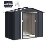 Outsunny Casetta da Giardino con Prese d'Aria, Capanno con Lucernario e Doppia Porta Scorrevole Bloccabile, 277x195x192 cm, Grigio Scuro Aosom Italy
