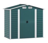 Outsunny Casetta da Giardino in Metallo con Porte Scorrevoli e Lucchetto con Chiavi, 2,1x1,2x1,9m, Verde Aosom Italy