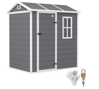 Outsunny casetta da giardino in plastica 2,1m² 186 x 130 x 199cm casetta per attrezzi con tetto spiovente pavimento finestra porta con serratura casetta da giardino resistente alle intemperie casetta