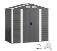 Outsunny Casetta da Giardino Lamiera d'Acciaio 213x120x194 cm Grigio Scuro