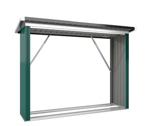 Outsunny Casetta per Legna di Acciaio Zincato con Base Sollevata e Tetto Inclinato 213x66,5x150 cm Verde Aosom Italy