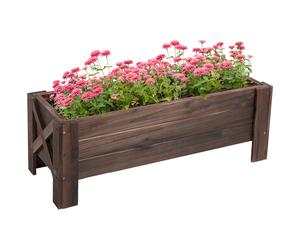 Outsunny Cassettiera per Piante da Esterno, Orto Rialzato in Legno, Design Rettangolare, 100x36.5x36 cm, per Giardino e Balcone Aosom