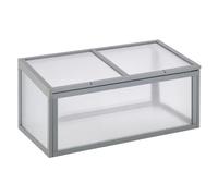 Outsunny Cassone freddo in legno e policarbonato, 90x46x40cm, grigio | Serra con coperchio, resistente alle intemperie, per aiuola da giardino