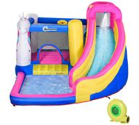 Outsunny Castello con Unicorno Casa Gioco Gonfiabile Gigante per 3 Bambini