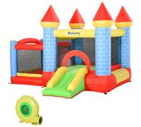 Outsunny Castello Gonfiabile Gigante e Rimbalzante per Bambini 3-8 Anni con Scivolo, Piscina e Canestro, 280cmx260cmx210cm