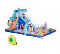 Outsunny Castello Gonfiabile per Bambini 3-8 Anni con Gonfiatore, Scivolo, Piscina e Parete da Arrampicata Aosom