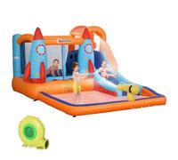 Outsunny Castello Gonfiabile per Bambini Piscina con Scivolo e Trampolino, Pompa Elettrica, 350x250x185cm, Multicolore Aosom