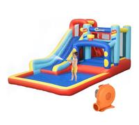 Outsunny Castello Gonfiabile per Bambini da Esterno con Scivolo, Trampolino e Piscina, Parco Acquatico, Castello Gonfiabile per Giardino, Età 3-8 Anni, Gonfiatore Incluso, 435x245x200cm
