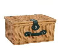 Outsunny Cestino da Picnic in Vimini per 2 Persone con Area Frigo, Cesto Picnic con 2 Piatti, 6 Posate, 2 Bicchieri e Cavatappi, 40x30x20 cm, Marrone Chiaro