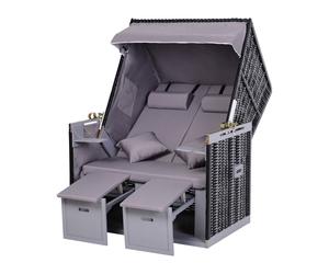 Outsunny cestino da spiaggia 2 posti - sdraia da spiaggia reclinabile - Tenda da spiaggia strandkorb - grigio