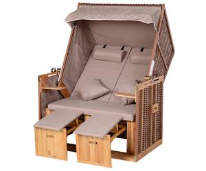 Outsunny cestino da spiaggia 2 posti - sdraia da spiaggia reclinabile - Tenda da spiaggia strandkorb - tortora