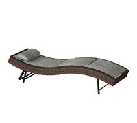 Outsunny Chaise Longue da Esterno in Rattan 60x198x44 cm Marrone