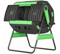 Outsunny Compostiera da Giardino Rotante 200L a Doppia Camera, Compostiera Girevole a 360°, Prese d'Aria Guanti, in PP Senza BPA, Compostaggio Rifiuti Organici di Cucina Giardinaggio Cortile Esterno