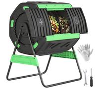 Outsunny Compostiera Domestica 200L a Doppia Camera in Acciaio e PP Verde Nero