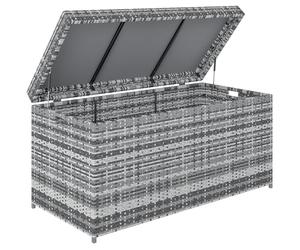 Outsunny Contenitore in rattan 380 l, resistente alle intemperie, con coperchio, manico integrato, resistente ai raggi UV, per giardino, balcone, 130 x 61 x 65 cm, grigio scuro