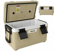Outsunny Cooler Box con Maniglia e Coperchio, 42,6L, Cachi