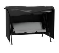 Outsunny Copertura altalena patio 3 posti 205x124x164cm Nero | Oxford 600D, resistente, mobile da giardino esterno, protezione pioggia, anti-UV