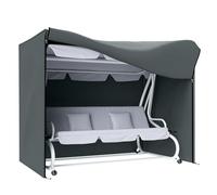 Outsunny Copertura per dondolo da giardino a 3 posti, impermeabile, 420 denari, con cerniera, antivento e anti-UV, 220 x 125 x 172 cm, colore grigio