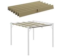 Outsunny Copertura retrattile per pergola, tessuto di ricambio per pergola da 3 x 3 m, tetto retrattile per gazebo, marrone chiaro