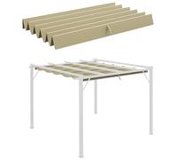 Outsunny Copertura retrattile per pergola, tessuto di ricambio per pergola da 3 x 3 m, tetto retrattile per gazebo, beige