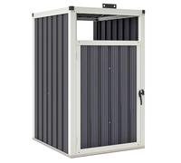 Outsunny Copri bidone della spazzatura da 240 litri, copri bidone da esterno con porta dotata di maniglia e coperchio apribile a 180°, acciaio zincato, 73 x 81 x 122 cm, grigio scuro