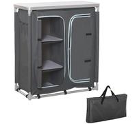 Outsunny Cucina da Campeggio a 2 Sezioni con Mensola a 3 Livelli, in Alluminio e Tessuto, 96x49.5x104 cm, Grigio