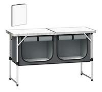 Outsunny Cucina da Campeggio Pieghevole, Mobile Cucina da Campeggio in Alluminio, MDF e Tessuto Oxford, per Picnic, BBQ e attività all'Aperto, 120x47x70 cm, Argento