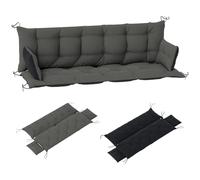 Outsunny Cuscino per panca a 3 posti, 180 x 110 x 8 cm, con nastri, cuscino per sedia da esterno/interno, imbottitura per panca per mobili da giardino, altalena Hollywood, grigio scuro e nero