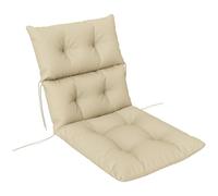 Outsunny cuscino per sedia, 115x56 cm cuscino per sedia con lacci, schienale, cuscino spesso 10 cm, cuscino idrorepellente per casa, giardino, ufficio, sedie, beige