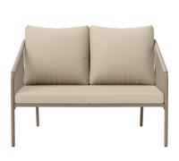 Outsunny Divanetto Boho 2 Posti con Cuscini Sfoderabili in Rattan Beige