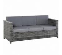 Outsunny Divanetto da Esterno 3 Posti in Rattan PE, Divano da Esterno con Cuscini Imbottiti e Sfoderabili, Struttura in Metallo per Giardino, Patio e Terrazzo, 185x70x80 cm, Grigio