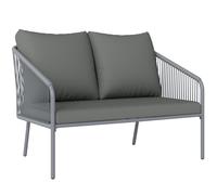 Outsunny Divano 2 Posti Stile Boho con Cuscini Sfoderabili in Rattan Grigio