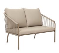 Outsunny Divano 2 Posti Stile Boho con Cuscini Sfoderabili in Rattan Grigio