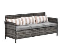Outsunny Divano 3 Posti da Esterni in Rattan (PE) con Cuscini 173x68x78cm