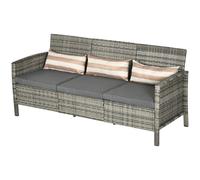 Outsunny Divano 3 Posti da Esterni in Rattan (PE) con Cuscini 173x68x78cm