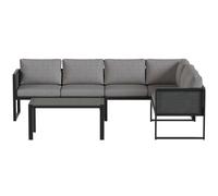 Outsunny Divano Angolare da Giardino Metallo, 6 Persone, Grigio Scuro