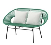 Outsunny Divano da Esterno 2 Posti in Rattan PE con Cuscini Nero