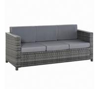 Outsunny Divano da Esterno 3 Posti in Rattan PE e Metallo 185x70x80 cm Grigio