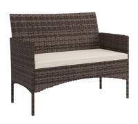 Outsunny Divano da Giardino 2 Posti con Cuscini e Tappetini Antiscivolo, in Rattan e Acciaio, 115x63x85 cm, Beige Aosom Italy