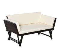 Outsunny Divano da Giardino 2 Posti in Rattan Braccioli Ribaltabili e Cuscini
