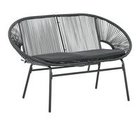 Outsunny Divano da Giardino 2 Posti in Rattan PE e Acciaio con Cuscini e Braccioli, 132x72x83 cm, Nero Aosom Italy