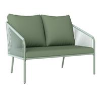 Outsunny Divano da Giardino 2 Posti in Rattan Stile Boho con Cuscini Verde