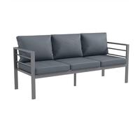Outsunny Divano da Giardino 3 Posti con Cuscini per Seduta e Schienale, Divano Moderno in Alluminio e Poliestere, 185x66x64 cm, Grigio