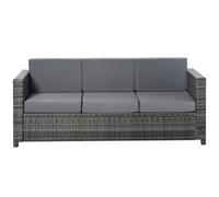 Outsunny Divano da Giardino 3 Posti in Rattan PE e Metallo 185x70x80 cm Grigio