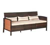 Outsunny Divano da Giardino a 3 Posti in rattan PE e Acciaio, 173x68x78 cm, Marrone