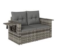 Outsunny Divano rattan 2 posti con cuscini richiudibile ripiani laterali salotto Grigio chiaro Aosom Italy
