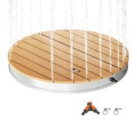 Outsunny Doccia da Giardino Portatile, Doccia da Esterno con Altezza Regolabile a 4 m con Getti d'Acqua Regolabili, Resistente ai Raggi UV e al Gelo, per Sauna, Campeggio, Ø70.5 cm, Effetto Legno