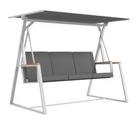 Outsunny Dondolo 3 Posti con Tettuccio Inclinabile e Cuscini, Dondolo da Giardino in Acciaio con Seduta Traspirante, 205x130x175 cm, Grigio Scuro