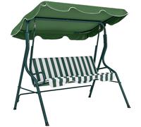 Outsunny Dondolo 3 Posti con Tettuccio Regolabile e Cuscini Verde Bianco
