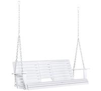 Outsunny Dondolo 3 Posti da Esterno con Tavolino Centrale e Portabicchieri, in Legno e Metallo, 150x75x53 cm, Bianco Aosom Italy